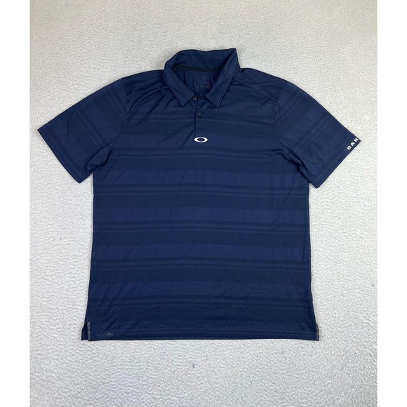 Oakley Other - Oakley Polo Shirt Mens XL Navy Blue Stripe Golf Athletic Performance Stretch